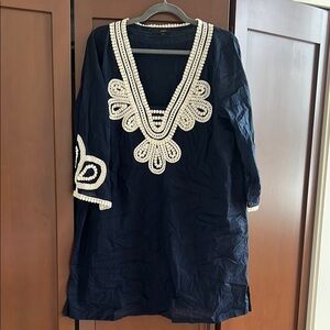 J. Crew Navy and White Swim Coverup